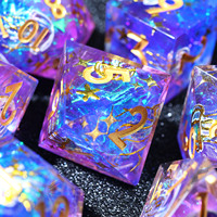 Lot de mini-dés polyédriques en résine faits à la main, vert ciel clair, 7 pièces pour RPG