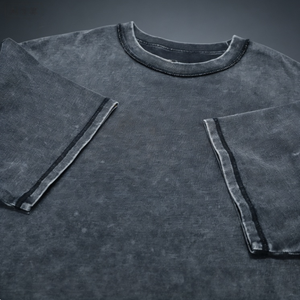 Camiseta de Hombre Personalizada, Estilo Hip Hop Vintage, Lavado Ácido, 100% Algodón, Bordada, 220g, Corte Holgado - Product Image 3