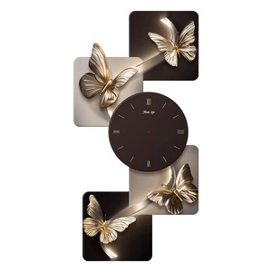 Ánh Sáng Sang Trọng Tùy Chỉnh Hành Lang Treo Bức Tranh Tường Trừu Tượng Bướm Hành Lang Trang Trí Nhập Cửa Đồng Hồ Tiên Tiến Đồng Hồ Treo Tường - Product Image 5