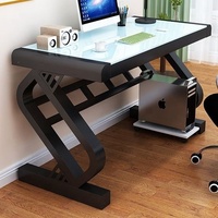 Bureau d'ordinateur en verre noir durable de haute qualité, grande surface, table de jeu pour plusieurs moniteurs, configuration de jeu