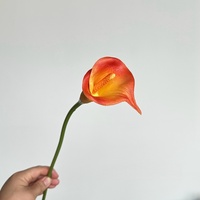 Bunga Calla Lily PU Ungu Tua Buatan Tangan Berkualitas Tinggi untuk Dekorasi Rumah Hari Valentine, Rangkaian Bunga Genggam