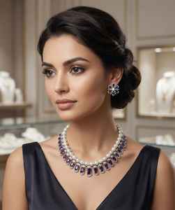 Conjunto de Collar y Pendientes de Latón Hechos a Mano con Piedras AD, Lujosos para Bodas, Aniversarios y Fiestas, Excelente Idea de Regalo - Product Image 2