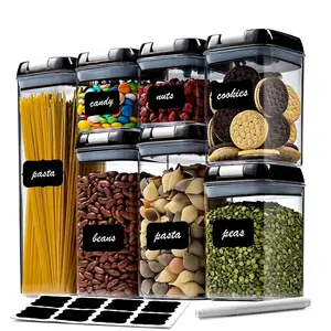 プラスチック製キャニスター Suppliers-7ピース/セットキッチン整理プラスチックキャニスター蓋付き気密食品貯蔵容器