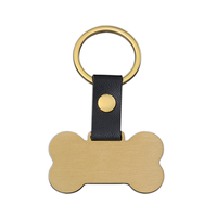 Porte-clés en cuir en forme d'os Ywyougang, étiquette d'identification pour animaux de compagnie gravée sur mesure, porte-clés en acier inoxydable pour animaux de compagnie, cadeau pour les amoureux des animaux