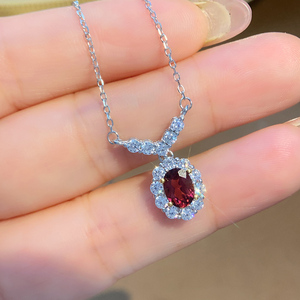 Collier pendentif en grenat naturel en <span class=keywords><strong>aluminium</strong></span>, <span class=keywords><strong>argent</strong></span> sterling S925 plaqué or, incrusté de pierres précieuses rouges, certifié luxe pour femme - Product Image 3