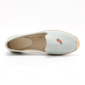 Outlet di fabbrica in <span class=keywords><strong>Denim</strong></span> semplice da donna espadrillas per Pizza con motivo ricamato mocassini in tela <span class=keywords><strong>scarpe</strong></span> basse estive di vendita calda - Product Image 4