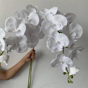 E-216 gros orchidée artificielle 9 têtes vraie touche papillon orchidée tiges Table de mariage fleurs blanches pures Phalaenopsis - Product Image 2