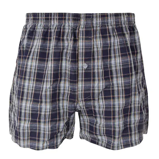 Casual Style 100% Cotton Black Plaid Elastic Waist Basics Woven Boxers Underwear Men's Shorts
