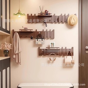 Wooden Storage Rack With Piano <b>Key</b> <b>Hooks</b> <b>Wall</b> Mounted Entryway Organizer <b>For</b> Clothing And Miscellaneous Items - Product Image 2