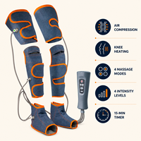 Enveloppes de massage par compression pour jambes entières avec chaleur aux genoux, contrôleur portable, 4 modes de massage pour pieds, mollets et cuisses, bleu marine et orange