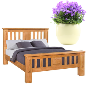 Cama de madera QUEENSLAND de alta calidad, muebles de madera maciza de Acacia para dormitorio, diseño personalizado, embalaje de cartón, fábrica vietnamita - Product Image 1