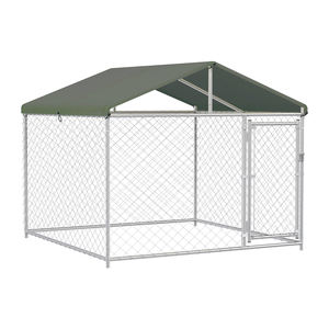 Ağır köpek kulübesi büyük açık çelik köpek kafesi güvenli kilit ile arka bahçesinde çiftlik kullanımı için su geçirmez çatı kare delik şekli - Product Image 1