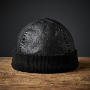 HMB-909B Genuine Leather Skullcap Durag Head Wrap Bandana <b>Hats</b> <b>Beanie</b> Grip Style Free Size Unisex Four Seasons - Product Image 3