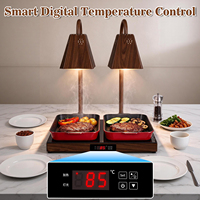 Lampe chauffante numérique de luxe à grain de bois pour buffet, base chauffante numérique, lumière chauffante infrarouge à col de cygne pour restaurant, traiteur et événements