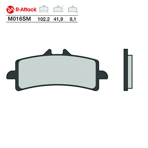ผ้าเบรกมอเตอร์ไซค์ R-Attack M016SM ขนาด 102.2x41.9x8.1 มม. แบบ Sintered สำหรับล้อหน้า ได้รับการรับรองมาตรฐาน R90 ผลิตจากทองแดง - Product Image 1