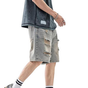 กางเกงขาสั้นผู้ชายคุณภาพสูงสั่งทำโลโก้ได้ ขายส่ง กางเกงขาสั้นผู้ชายผ้าฝ้าย 100% แต่งขาดมีกระเป๋า พร้อมจำหน่าย - Product Image 6