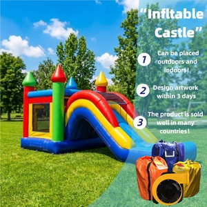 Castillo inflable duradero de alquiler con tobogán acuático combinado de fábrica, gran oferta con precio competitivo, juguete para niños para interiores y exteriores - Product Image 1