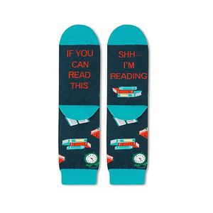 Chaussettes <span class=keywords><strong>de</strong></span> livre <span class=keywords><strong>de</strong></span> bibliothèque personnalisées-Chaussettes Crew bleu sarcelle pour lecteurs Citation drôle Chaussettes <span class=keywords><strong>de</strong></span> cheville pour les amoureux des livres Cadeau pour les bibliothécaires - Product Image 5