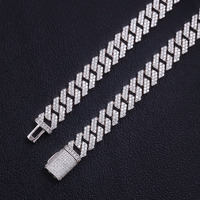 Vente en gros 15 12 10 8 6mm Plaqué Or Solide 925 Argent Sterling Miami Cubain Lien Collier Premium Moissanite Cubain Chaîne pour Hommes