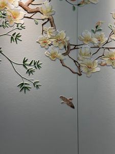 لوحات الحائط على الطراز الصيني الحديث 3D الزهور الطيور المناظر الطبيعية لوحات الحائط الزخرفية مقاومة للحريق والرطوبة - Product Image 2