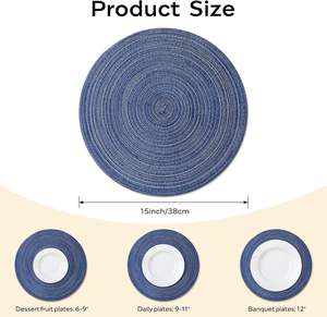 Vente en gros de table de cuisine naturelle de Noël pour mariage 15 pouces lot de sets de table tressés ronds lavables en coton - Product Image 5