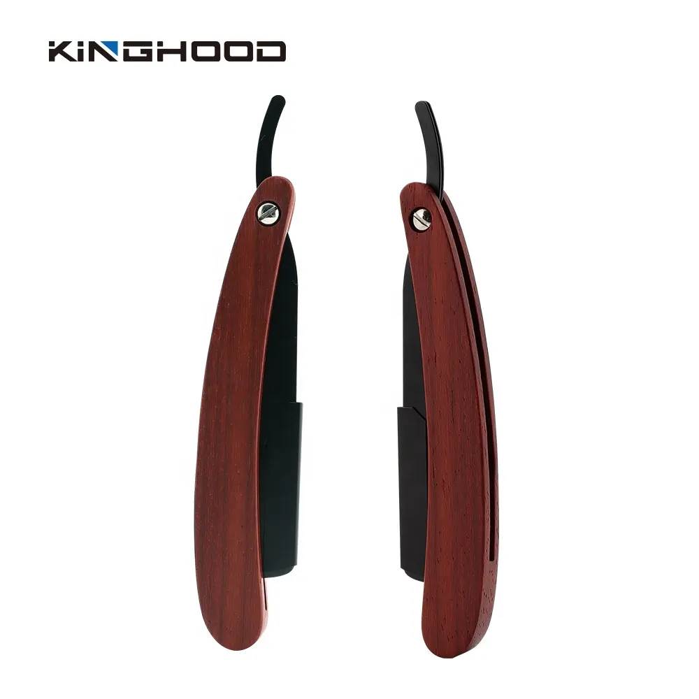 Private Label Wooden Handle Cut Throat Razor Replaceable Single Blade Barber Shaving Straight Razor
