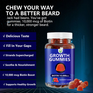 Offre Spéciale 10000mcg Biotin Boost Gummies de croissance de barbe de bonbons gommeux favorisent une barbe plus forte pousser la saveur de framboise conçue pour les hommes - Product Image 6