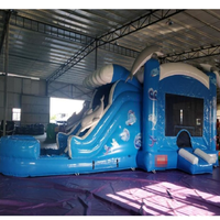 Château gonflable géant en forme de dauphin de la jungle, 6x4m, pour familles, adultes et enfants