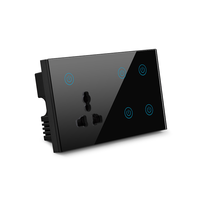 Tuya wifi 147 Type Modularisé Multi-fonction 4 Gang Smart Touch Commutateurs Avec Eu 13A Power Socket Switch