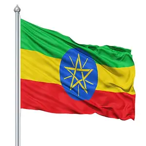 Manufacturers Custom 3X5 Polyester National Sublimation Flags Ethiopia Flag