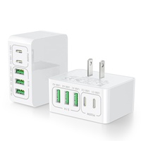 Chargeur mural HNT PD3801 35,5W 5 ports, chargeur rapide avec PD3.0 pour ordinateur portable / adaptateur universel