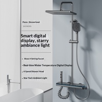 Ensemble de douche mural gris anthracite à touches piano avec affichage numérique LED de la température et fonction massage, douchette intelligente à main – Vente en gros