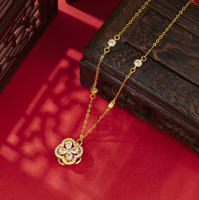 Collier en argent S925 plaqué or avec zircon en forme de fleur, style chinois léger et luxueux, pendentif de mariage pour femme, collier de clavicule