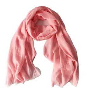 New Collection Long women scarves pink color stoles soft light voile hijabs in bulk