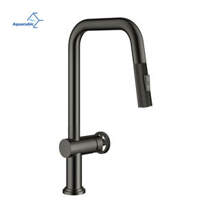 Robinet de cuisine de Style Steampunk à tuyau industriel, mitigeur d'eau froide et chaude gris Gunmetal avec pulvérisateur à double fonction - Product Image 1