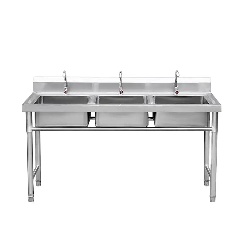 Stainless steel hand wash sink with foot pedal commercial hand wash basin 304 hand sink washing for hospital