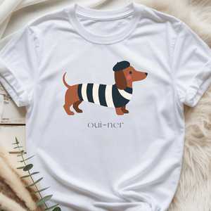 Camiseta OEM ODM con diseño de Dachshund Francés, Camiseta con diseño de Perro Salchicha Oui <span class=keywords><strong>Ner</strong></span>, Sudadera con diseño de Perro Salchicha con Boina, Regalo Divertido con Diseño de Perro Francés, Diseño Minimalista de Perro - Product Image 1