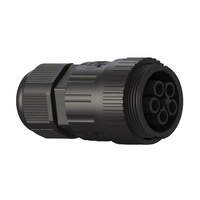 Conector Eléctrico Impermeable IP68 de 5 Pines y 17.5A, Tipo Hembra, con Abrazadera de Tornillo para Montaje en Cable, Aleación de Cobre con Recubrimiento de Níquel, Resistencia Dieléctrica de 2500V