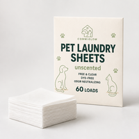 60 Feuilles de Lessive Non Parfumée et Non Toxique pour Animaux Domestiques et Linge de Maison