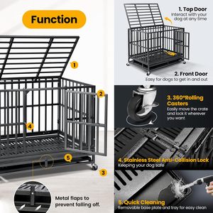 ODM OEM Custom Heavy Duty Puerta doble Animal grande Refuerzo Placa base Max Alta ansiedad Indestructible Caja para perros - Product Image 6
