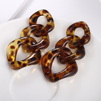 Boucles d'oreilles pendantes en résine acrylique avec chaîne à maillons couleur écaille de tortue, style exagéré et tendance, imprimé léopard pour femmes