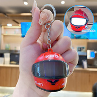 Porte-clés Casque Moto 3D Mini Lumineux, Porte-clés Casque avec Lumière d'Avertissement Nocturne, Cadeau pour Motards, Idées Cadeaux Voiture