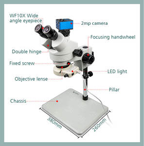 7-45x बड़े आधार इलेक्ट्रॉनिक वेल्डिंग मरम्मत ट्रिनोकुलर माइक्रोस्कोप मोबाइल लैपटॉप के लिए कैमरा के साथ कैमरा के साथ - Product Image 5