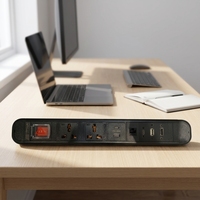 Multiprise de bureau tout-en-un OEM avec prises universelles, chargement USB-C et port réseau pour table de conférence