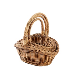 JY Luxo Presente De Casamento Set Round Small Willow Woven <span class=keywords><strong>Basket</strong></span> com Alça para Flores Frutas Outros Itens Pequenos - Product Image 1