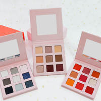 Palette d'ombres à paupières personnalisées à haute pigmentation, effet mat, brillant et pailleté, 9 couleurs roses, résistantes à l'eau, marque privée