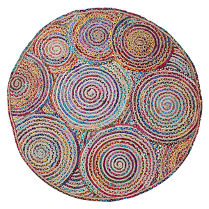 Alfombra de área 4x4 para sala de estar, grande, hecha a mano, de yute, algodón, mezclilla, antideslizante, ecológica, trenzada, acolchada, para oración y viaje - Product Image 1