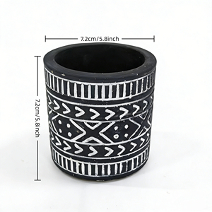 Vente chaude 2026 : Pots à fleurs en ciment à motif bohème noir <span class=keywords><strong>pour</strong></span> la décoration intérieure et extérieure, jardin, balcon - Product Image 2