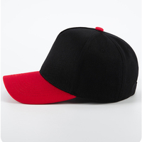 Gorra de béisbol clásica premium OEM de algodón y poliéster de 5 paneles con velcro, bicolor, con estructura y bordado, logotipo personalizado.