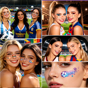 สติกเกอร์สักลายการ์ตูนฟุตบอล<span class=keywords><strong>โลก</strong></span>แบบใหม่ ลายจุด ดีไซน์อินเดีย สำหรับแฟนบอล ติดบนใบหน้าชั่วคราว - Product Image 6